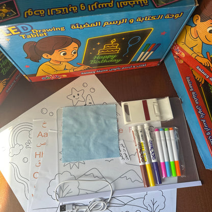 لوحة مضيئة +7  أقلام جميع الألوان